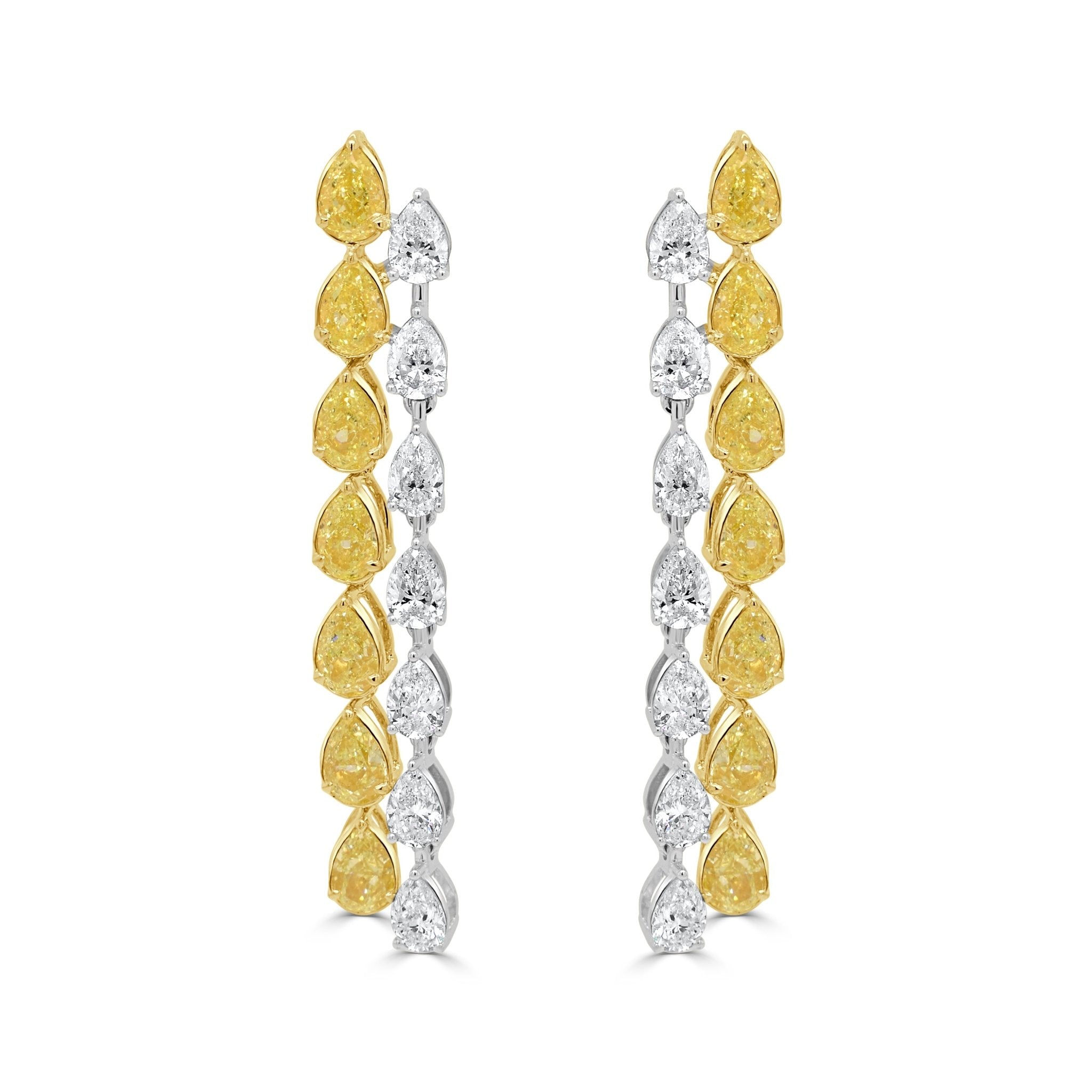 Gold Pear Shape Diamond Yellow Diamond Drop Earrings