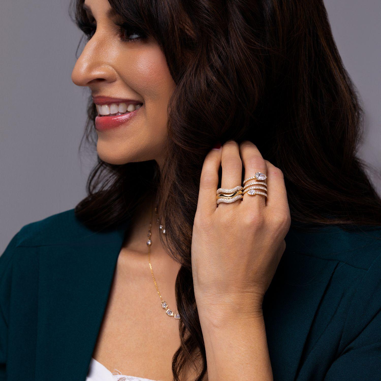 Gold Sculptural Wave Band