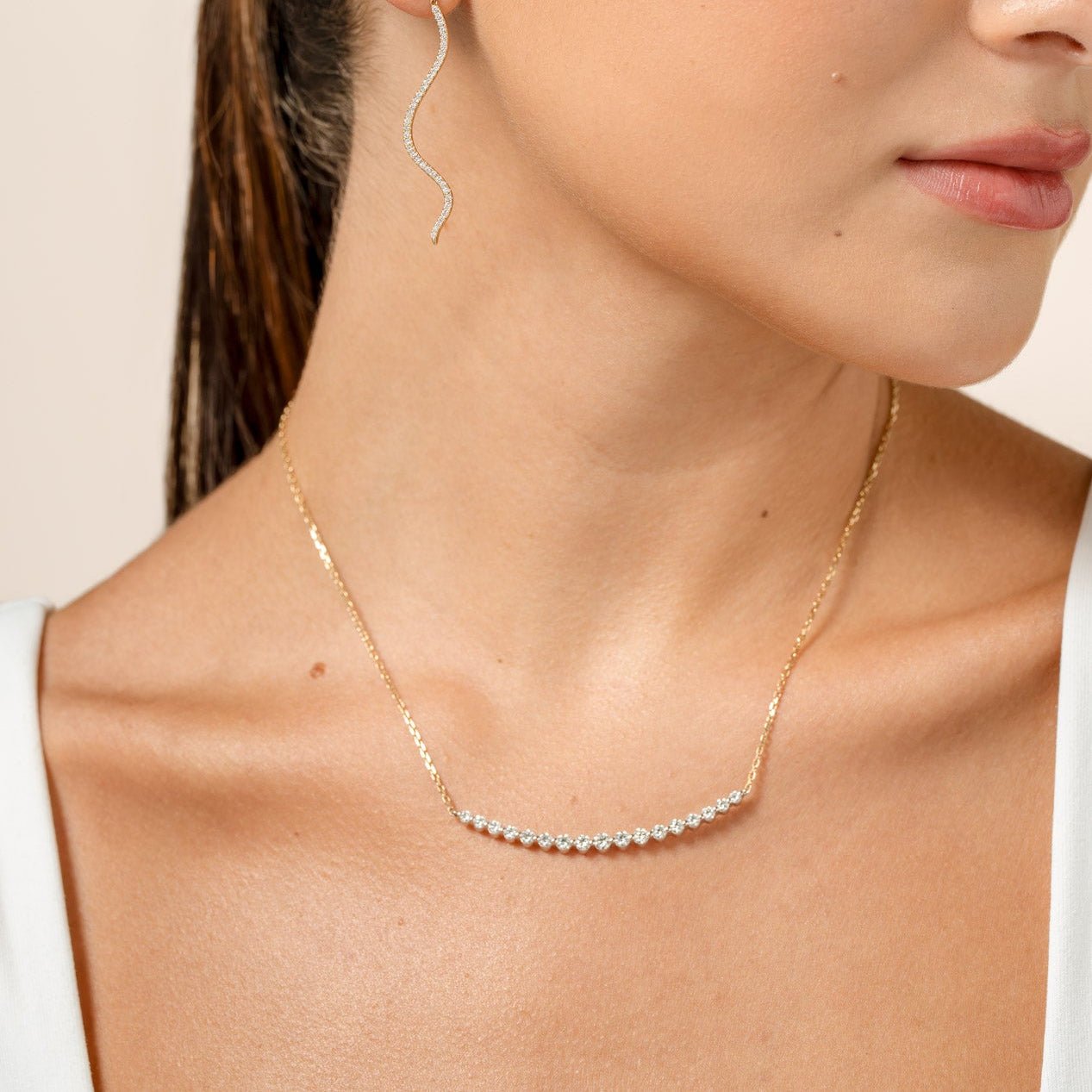 Golden Curve Diamond Necklace