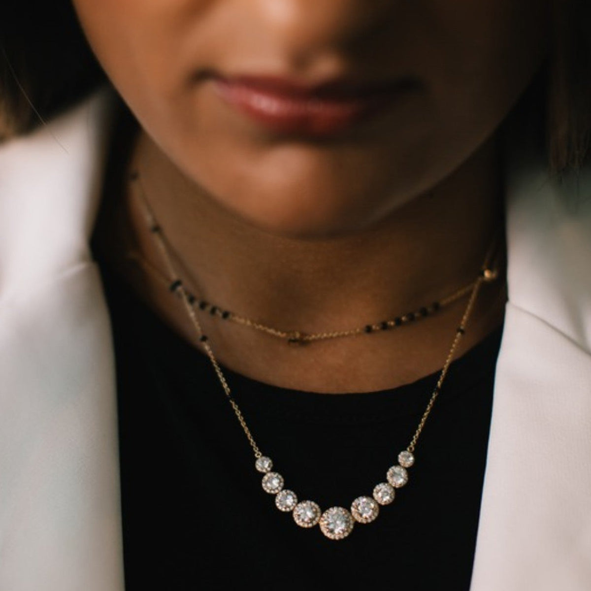 Graduated Halo Diamond Mangalsutra