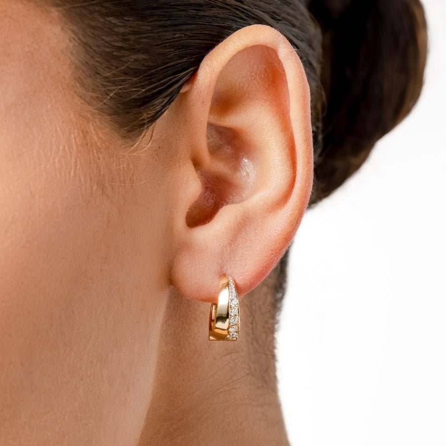 Half Pavé Hoop Earrings