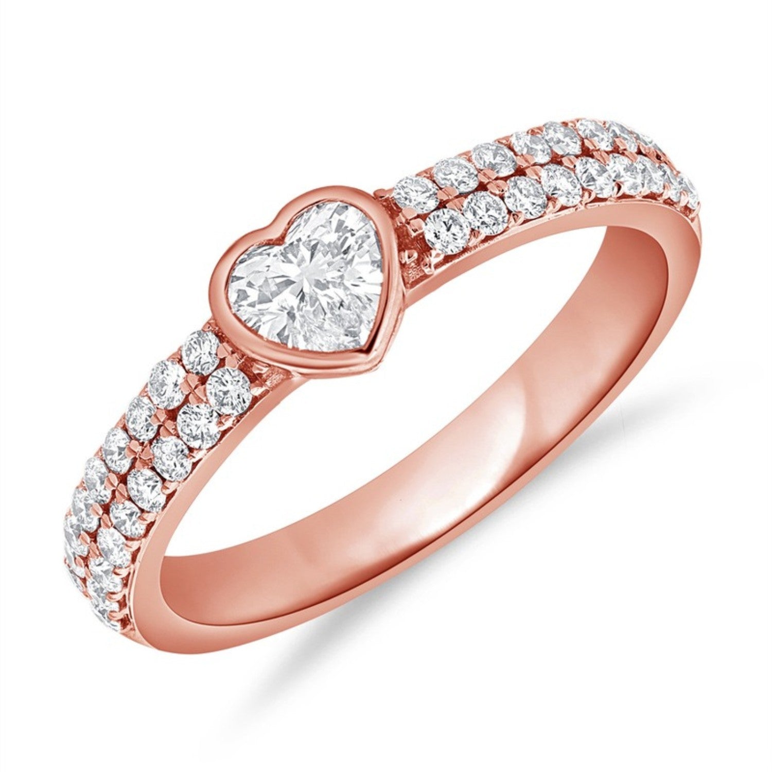Heart Diamond Bezel Ring in 14K rose gold