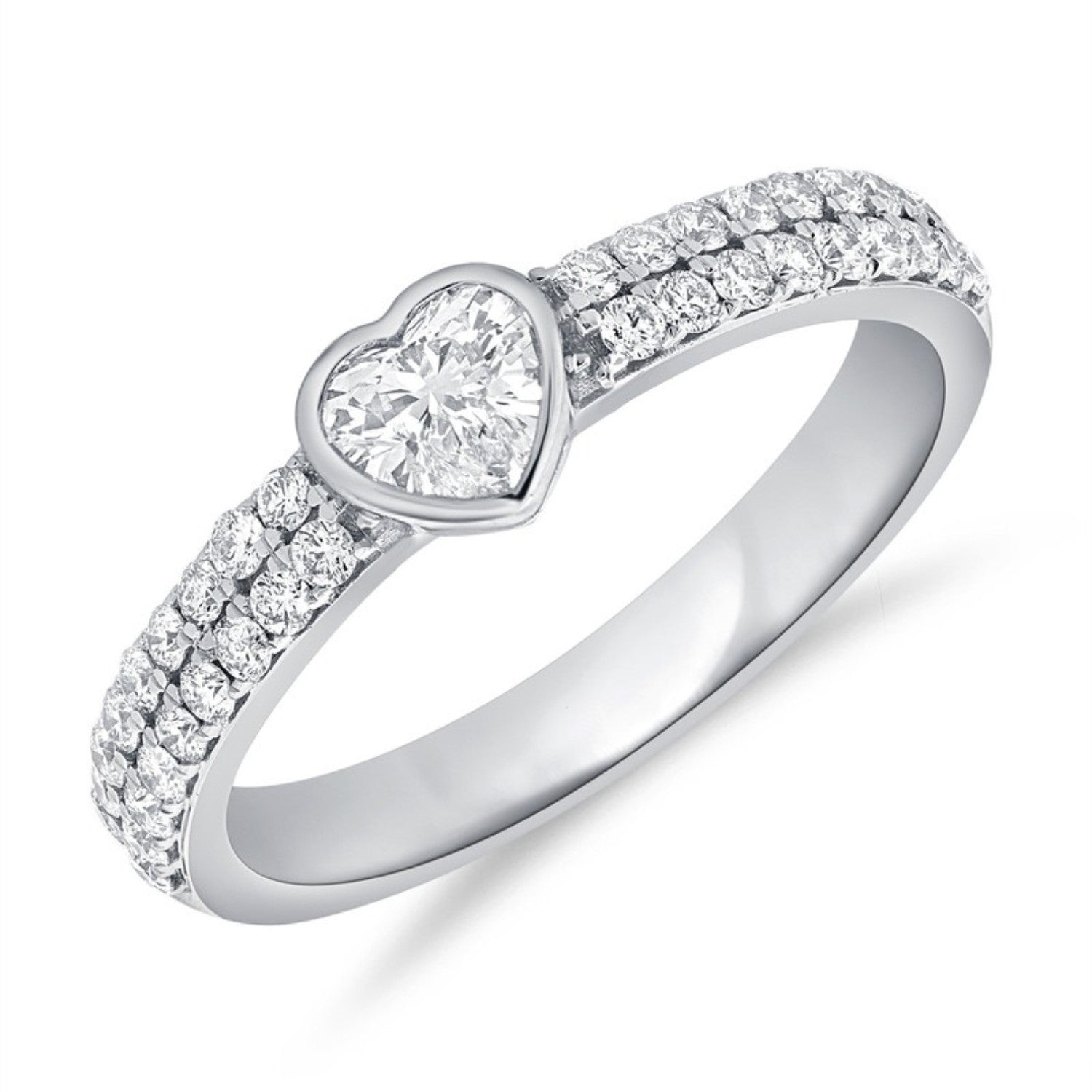 Heart Diamond Bezel Ring in 14K white gold