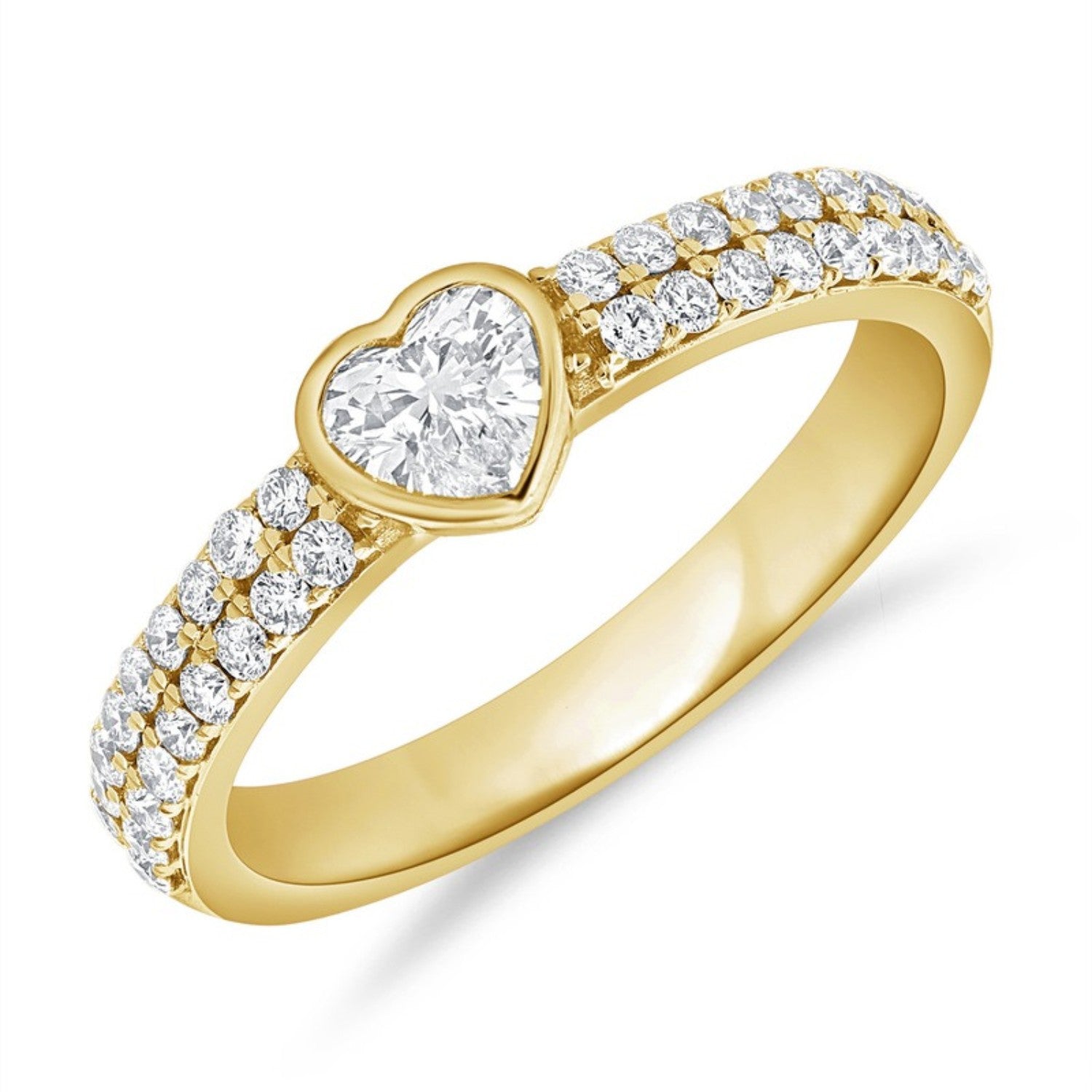 Heart Diamond Bezel Ring in 14K yellow gold by Seema Fine Jewelry