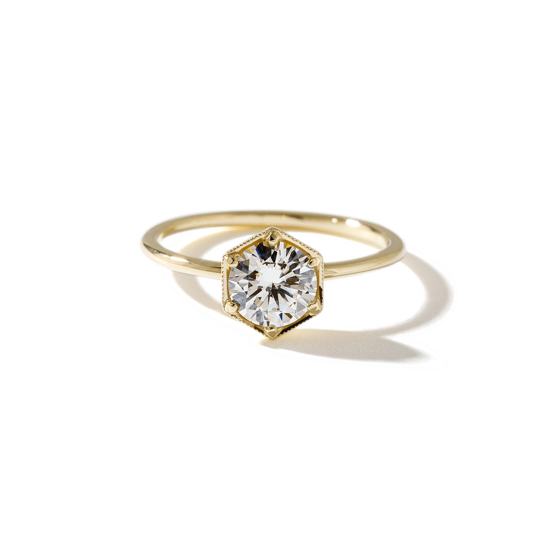 Hexagon - Set Diamond Engagement Ring