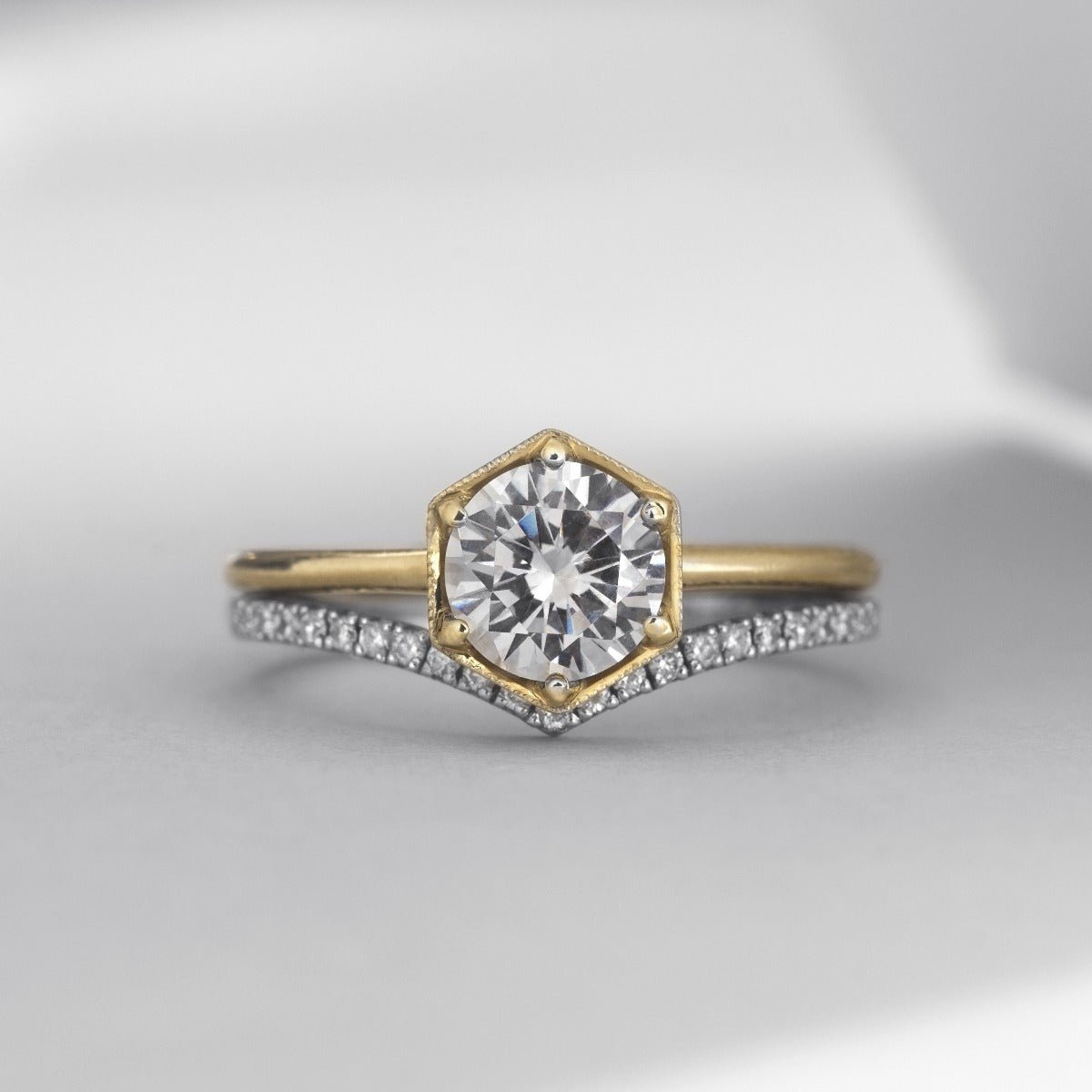 Hexagon - Set Diamond Engagement Ring