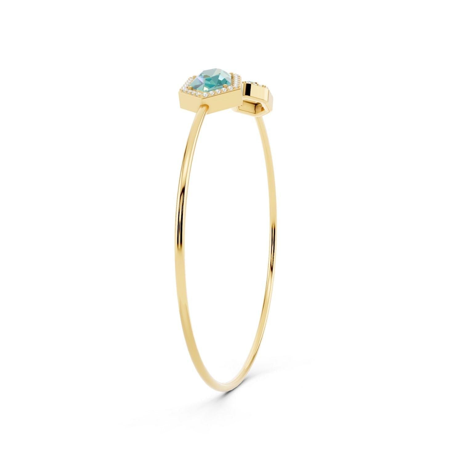 Hexagonal Halo Open Bangle