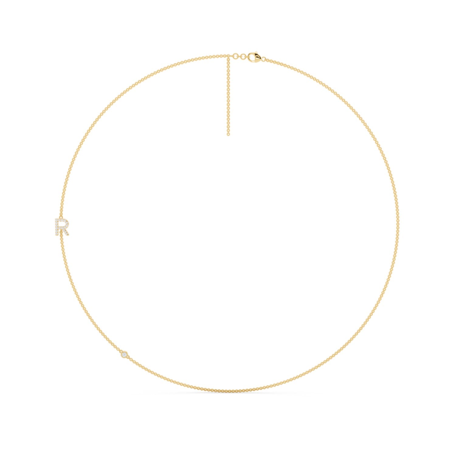 Initial and Bar Drop Necklace in 14K yellow gold by Seema Fine Jewelry