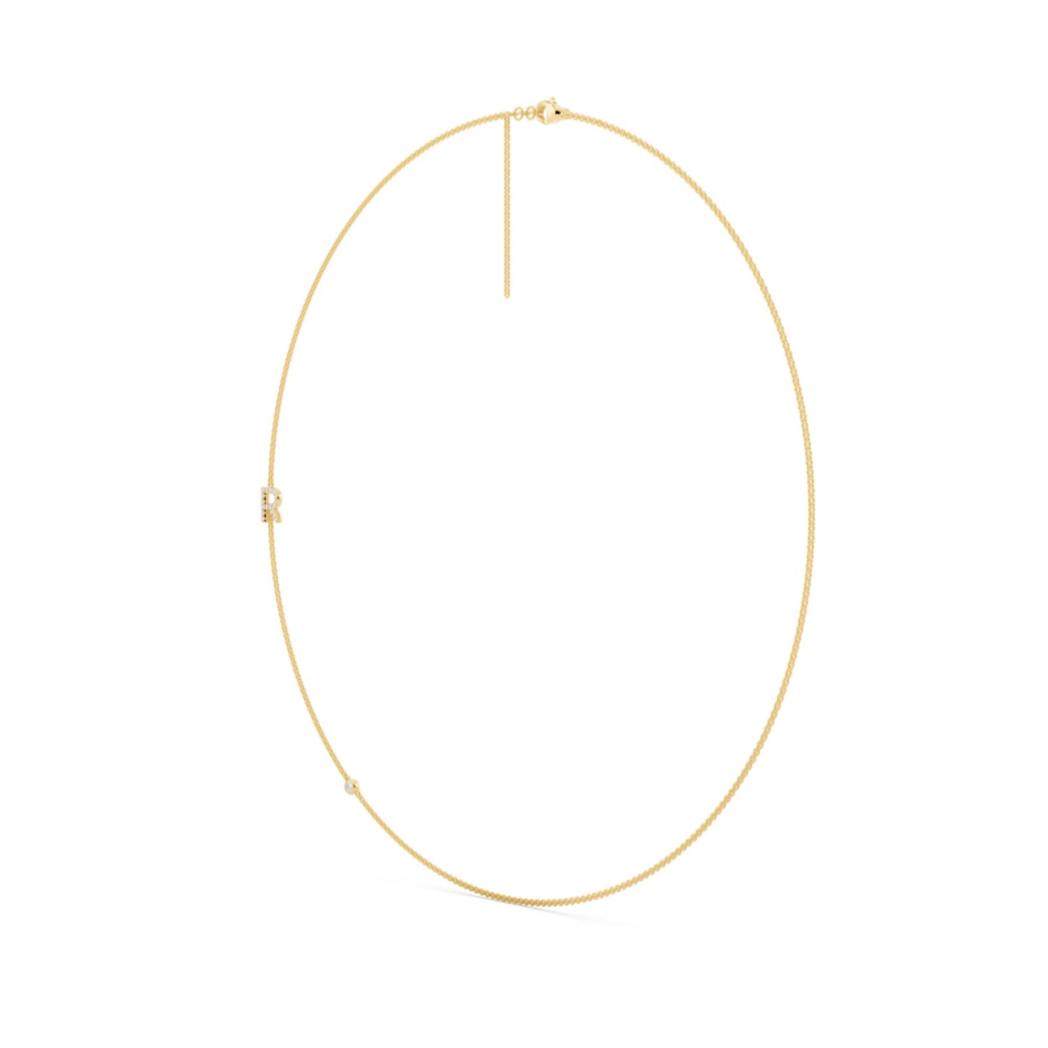 Initial and Bar Drop Necklace, detail view 1