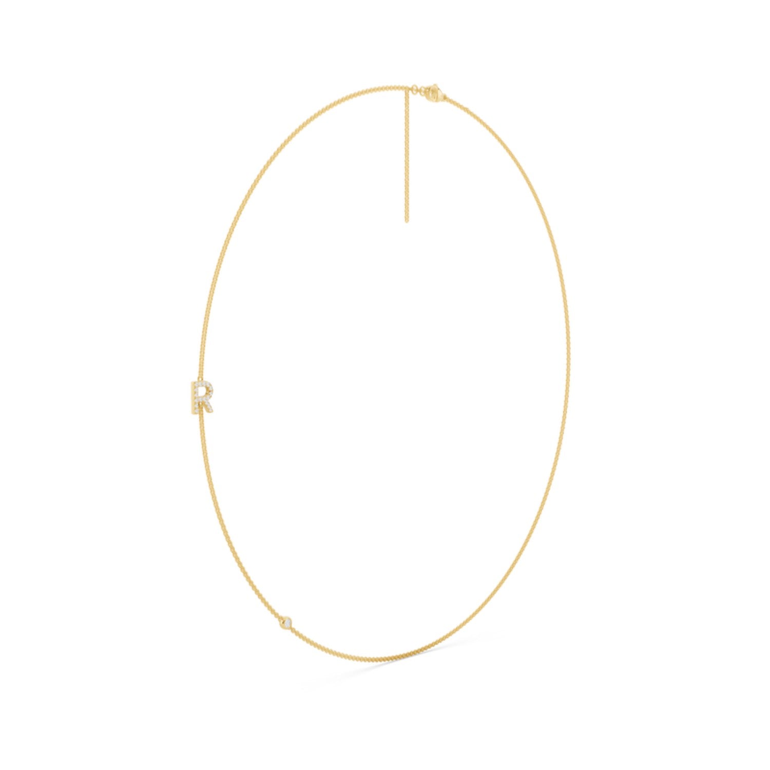 Initial and Bar Drop Necklace, detail view 3