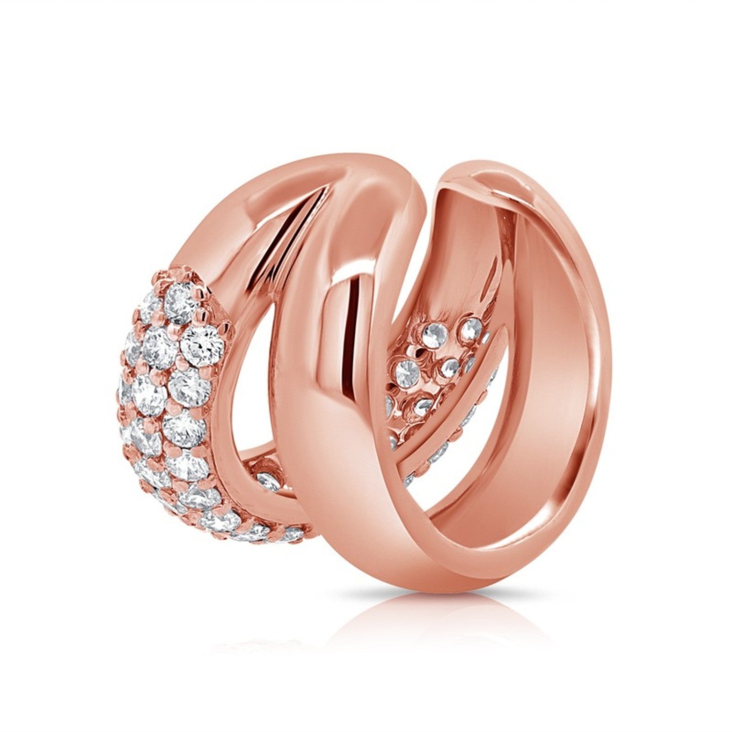 Interlocking Pavé Diamond Earrings in 14K rose gold