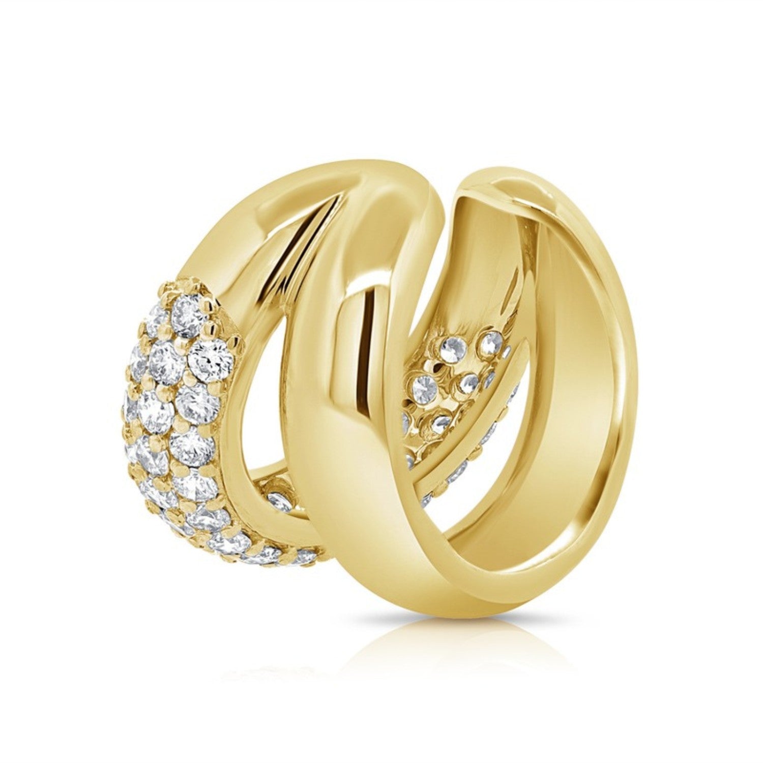 Interlocking Pavé Diamond Earrings in 14K yellow gold by Seema Fine Jewelry