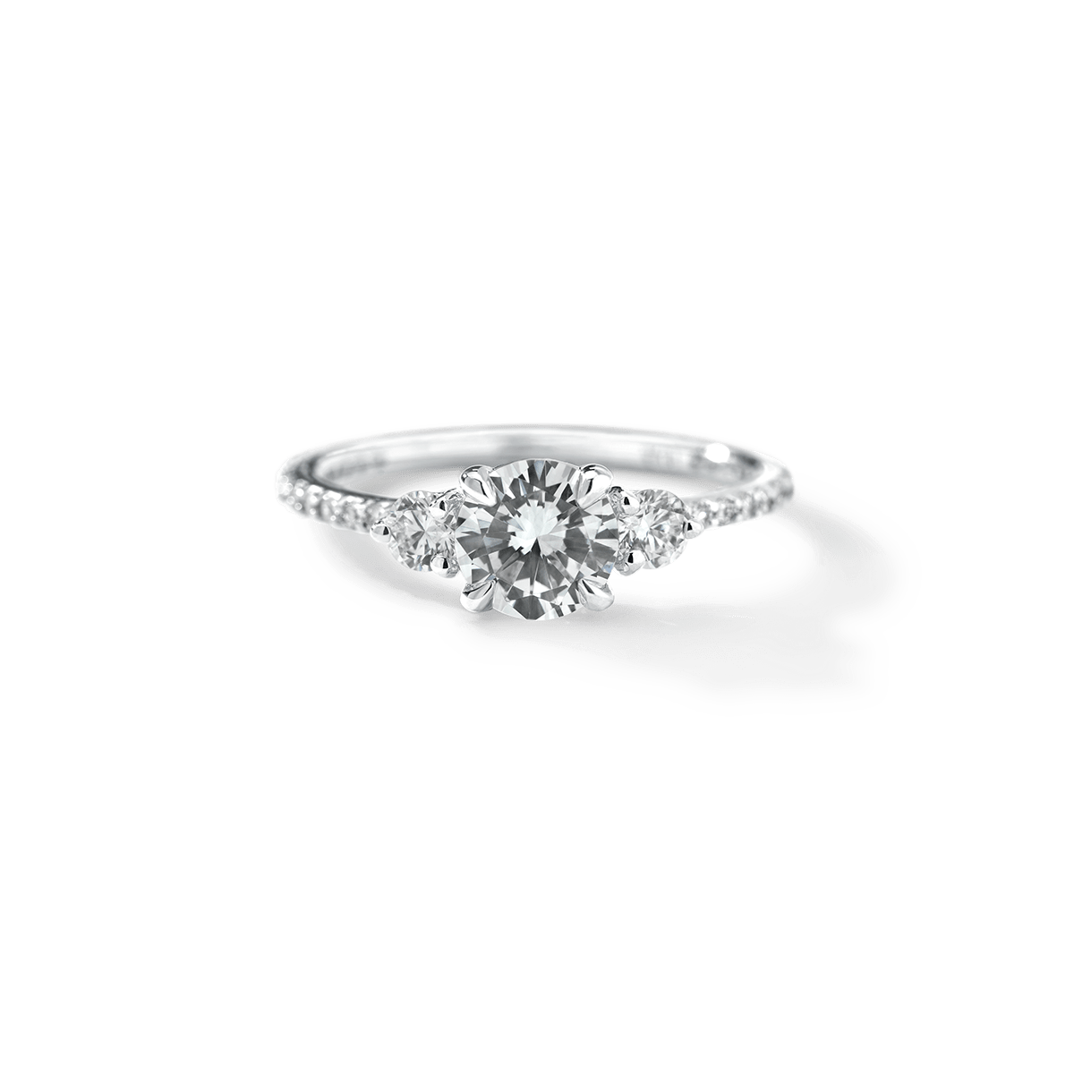 Lab - Grown 3 - Stone Diamond Pave Engagement Ring