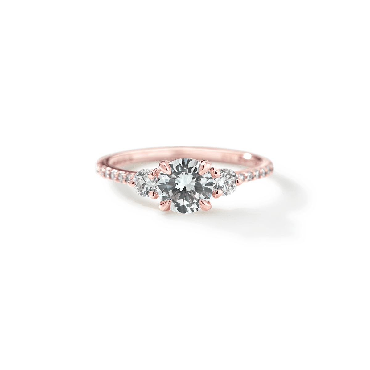 Lab - Grown 3 - Stone Diamond Pave Engagement Ring
