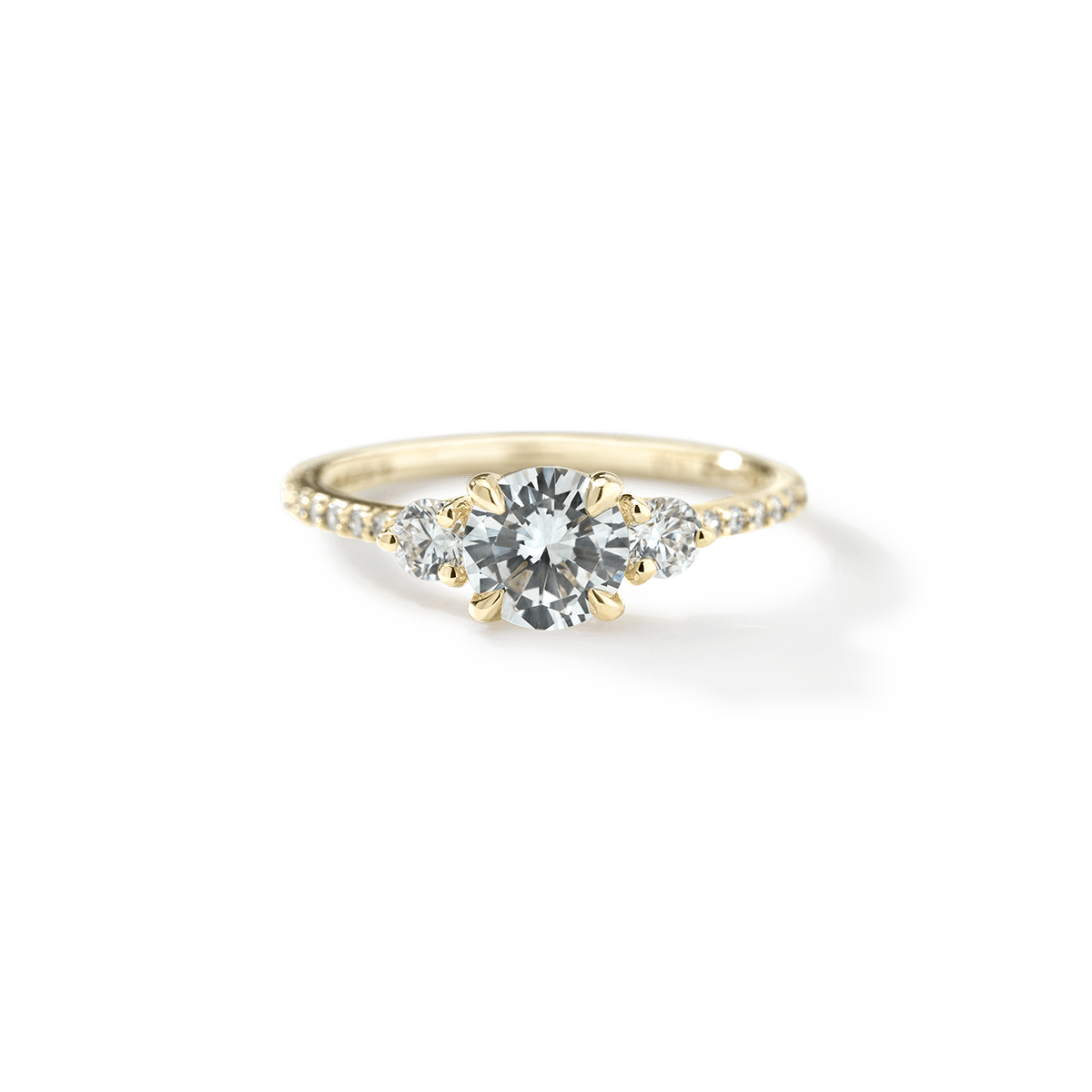 Lab - Grown 3 - Stone Diamond Pave Engagement Ring
