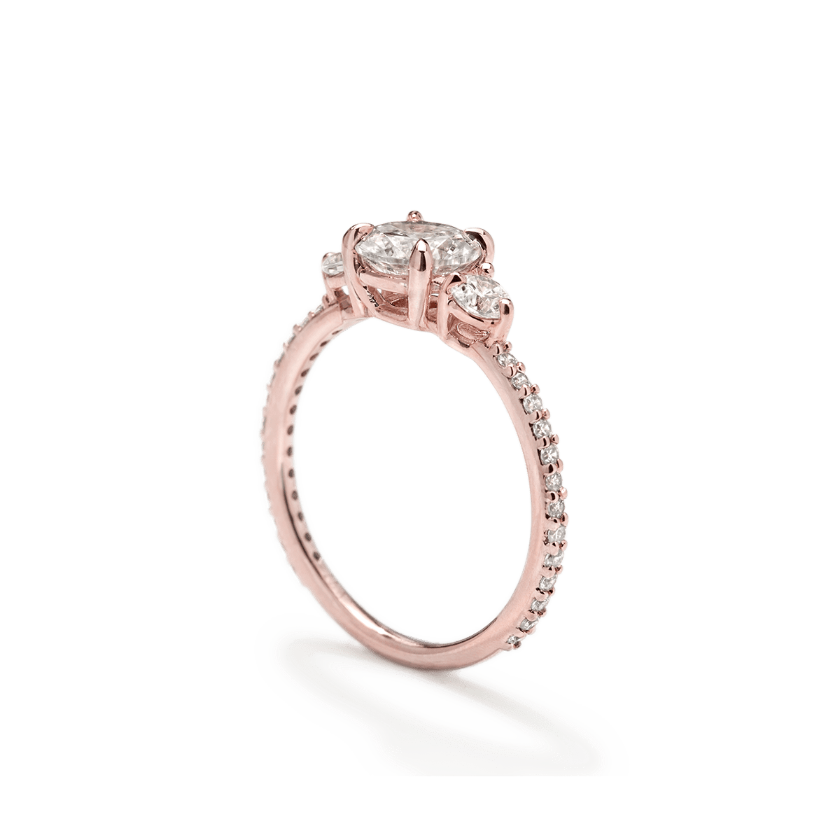 Lab - Grown 3 - Stone Diamond Pave Engagement Ring