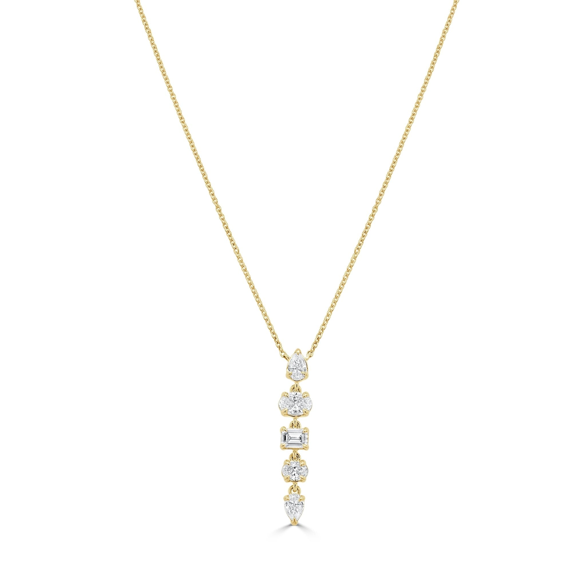 Mix - Shape Diamond Drop Necklace