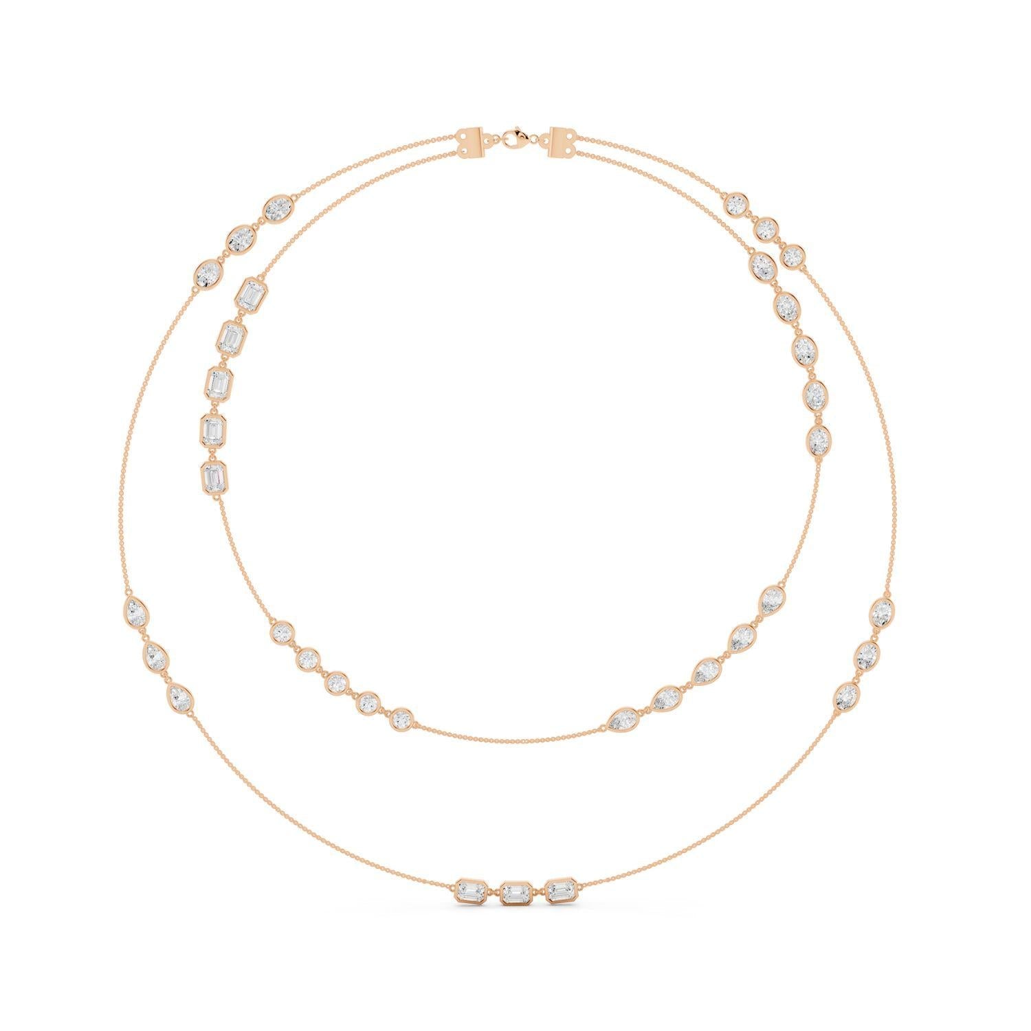 Mixed Shape Diamond Layered Necklace