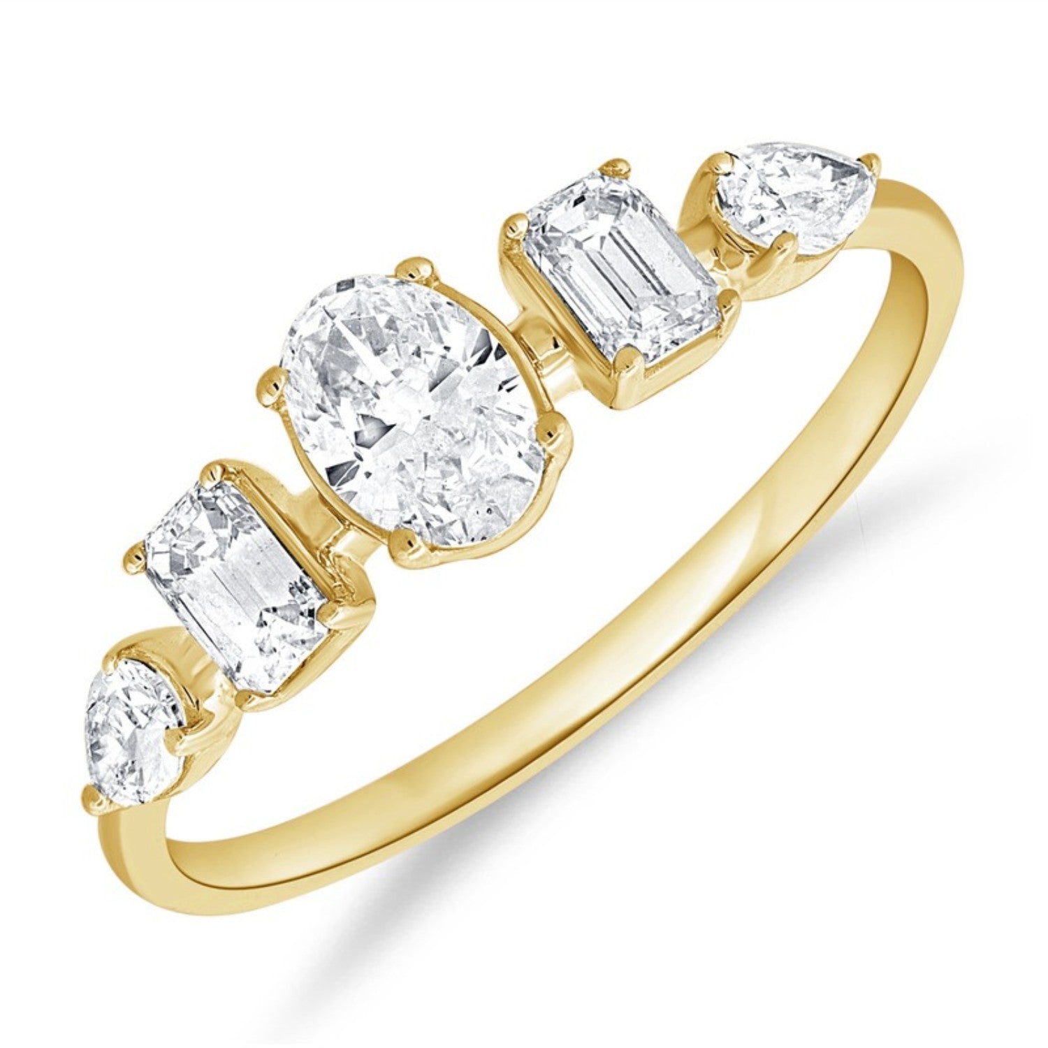 Multi Shape Diamond Ring in 14K yellow gold by Seema Fine Jewelry
