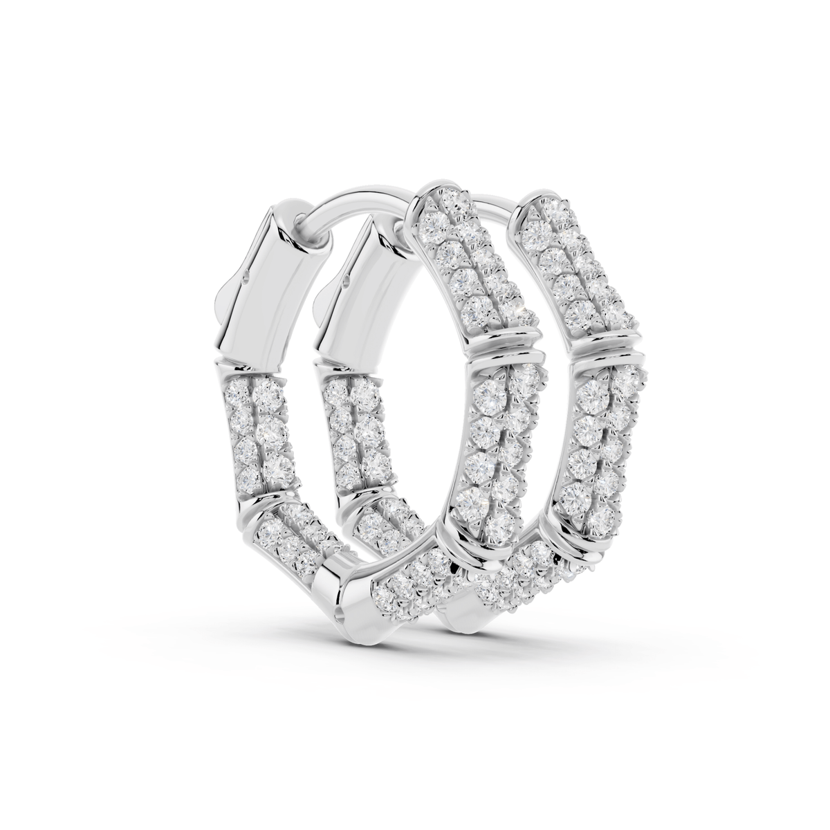 Petite Octagon Pavé Lab-Grown Diamond Hoop Earrings