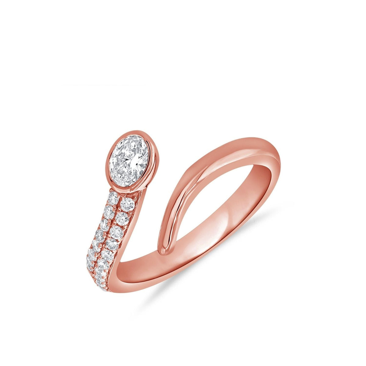 Oval Bezel Loop Diamond Ring