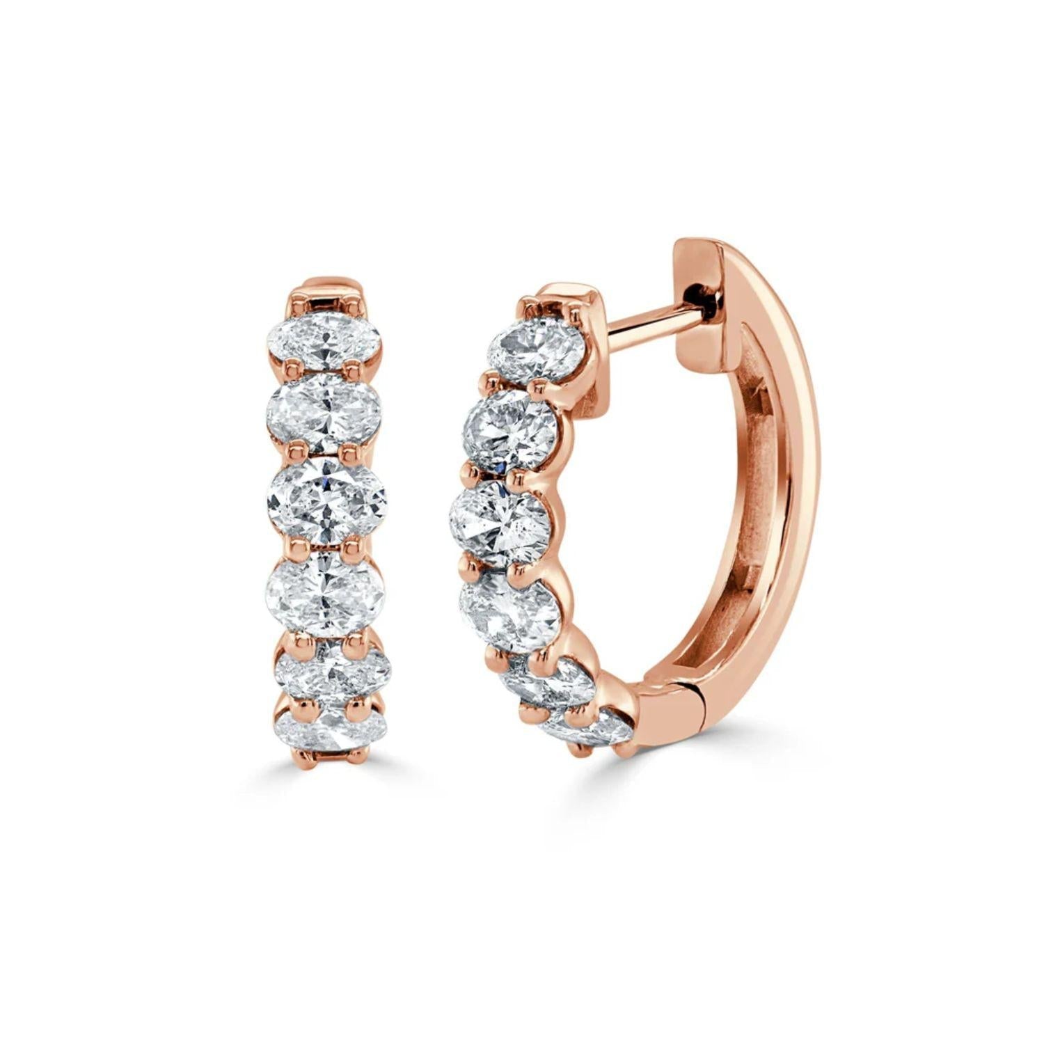 Oval - Cut Diamond Huggie Earrings