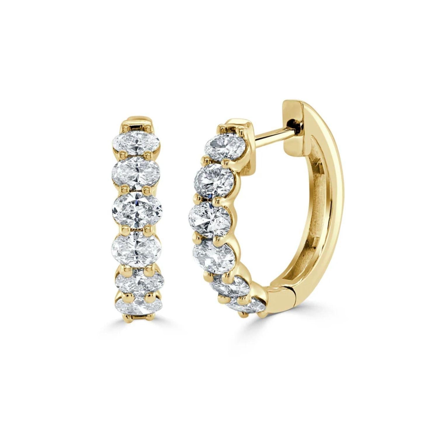 Oval - Cut Diamond Huggie Earrings