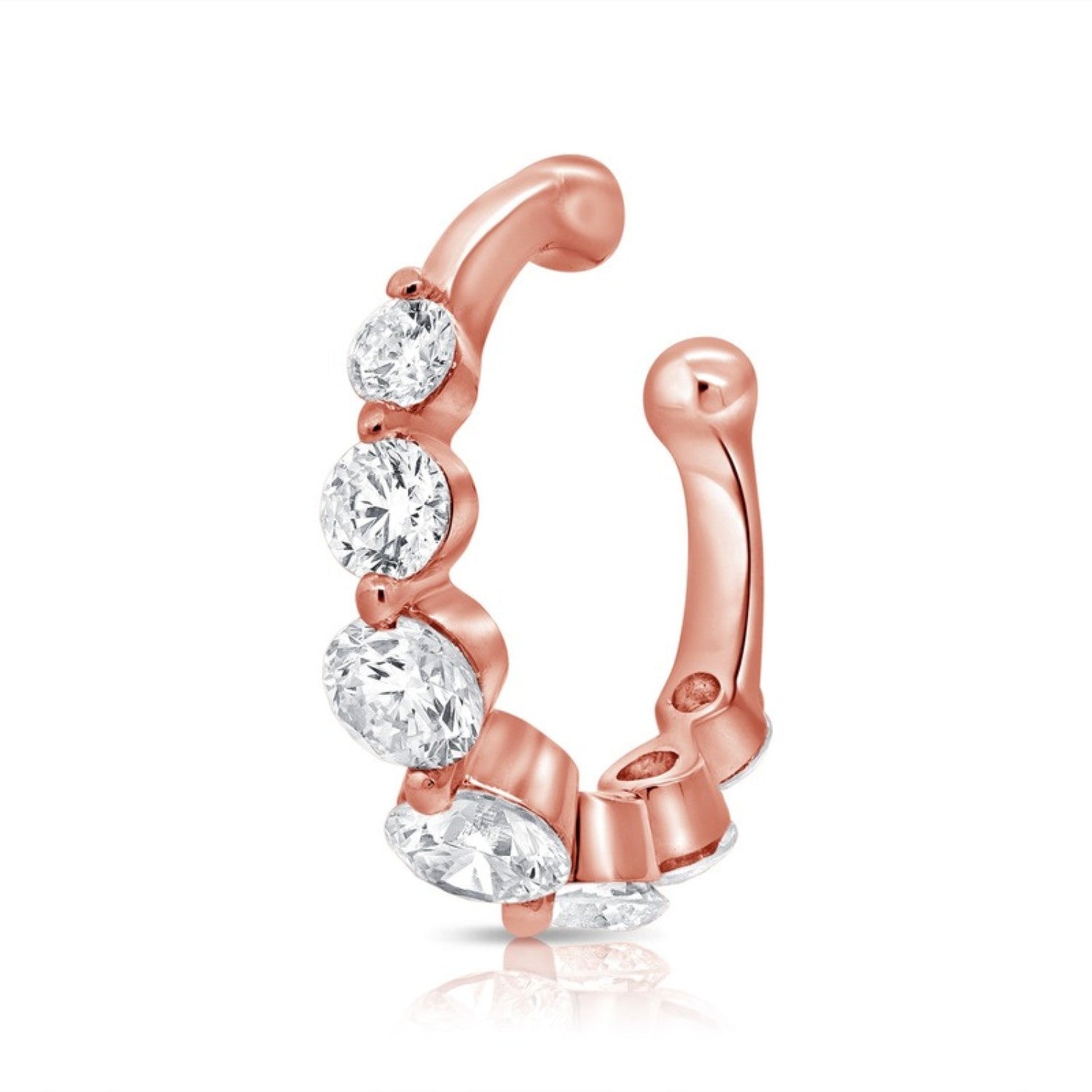 Oval Diamond Ear Cuff in 14K rose gold