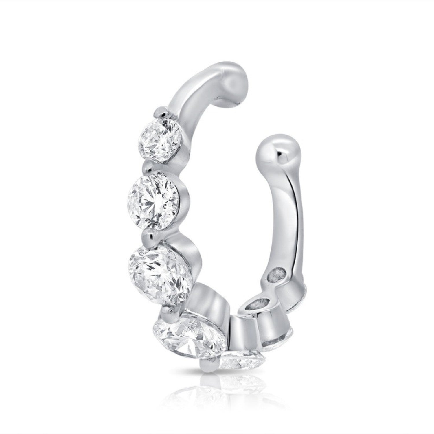 Oval Diamond Ear Cuff in 14K white gold