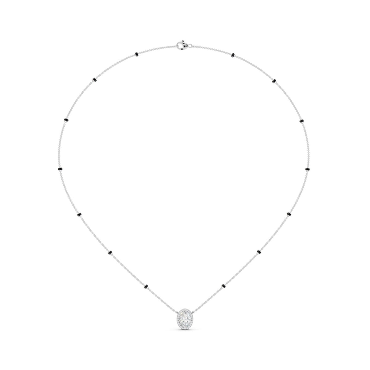 Oval Halo Diamond Mangalsutra