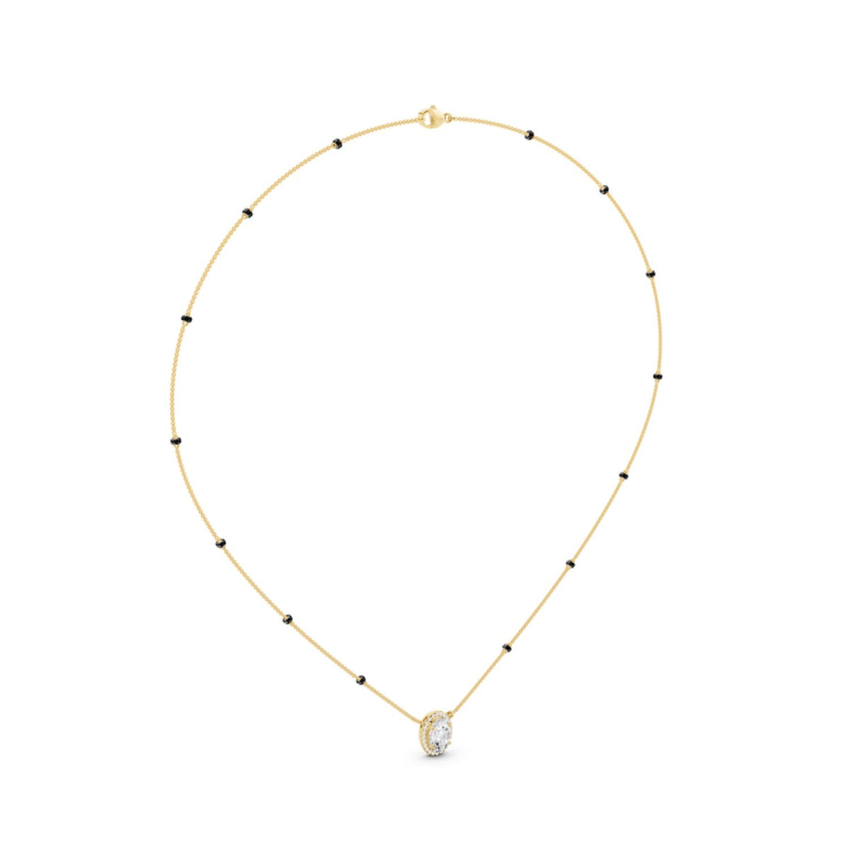 Oval Halo Diamond Mangalsutra