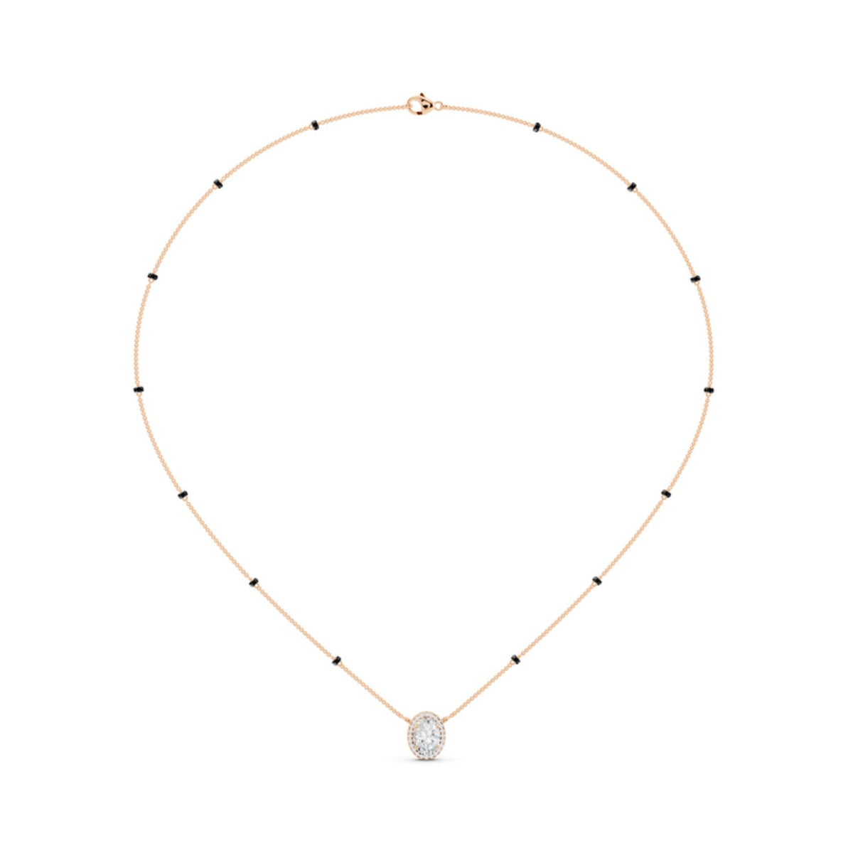 Oval Halo Diamond Mangalsutra