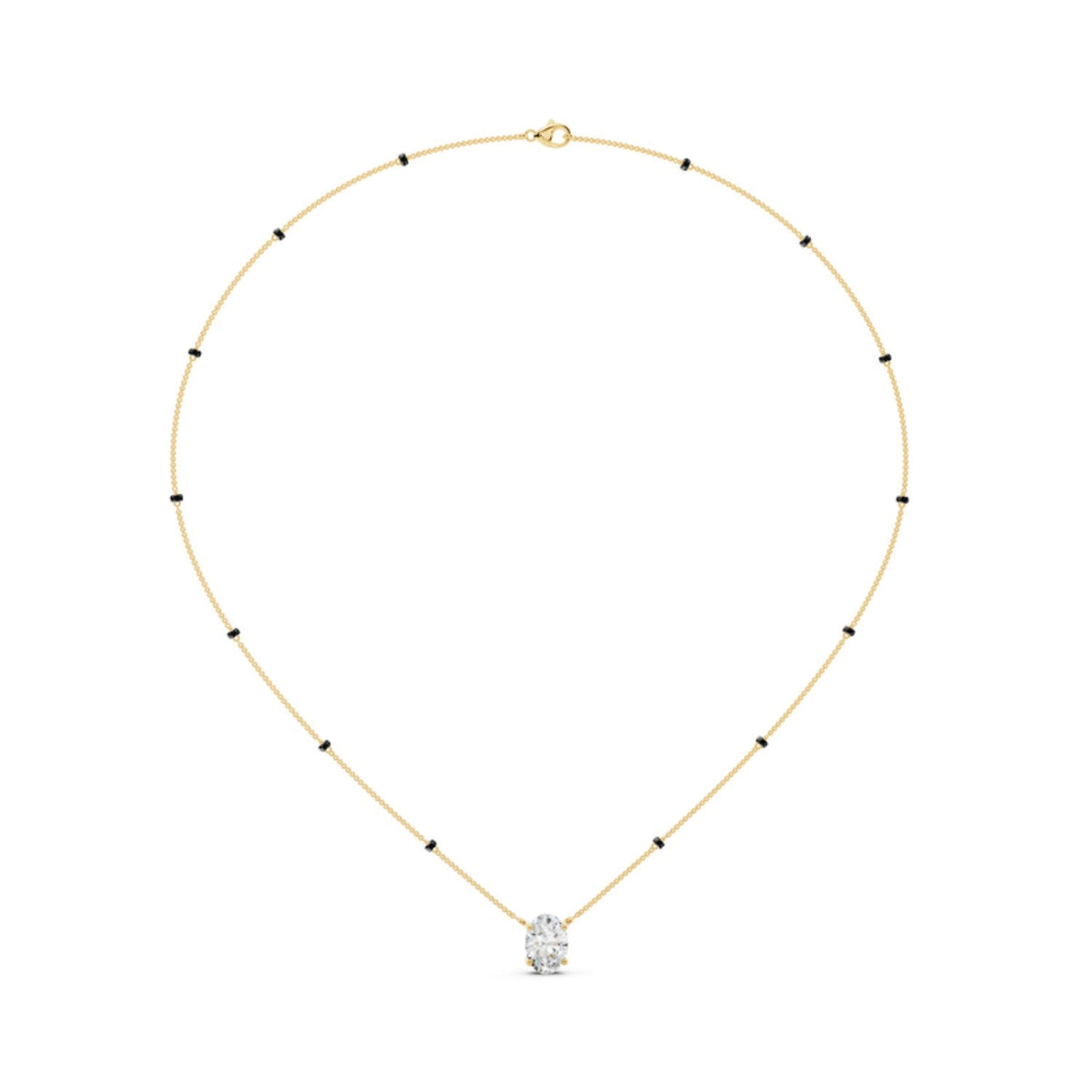 Oval Solitaire Diamond Mangalsutra