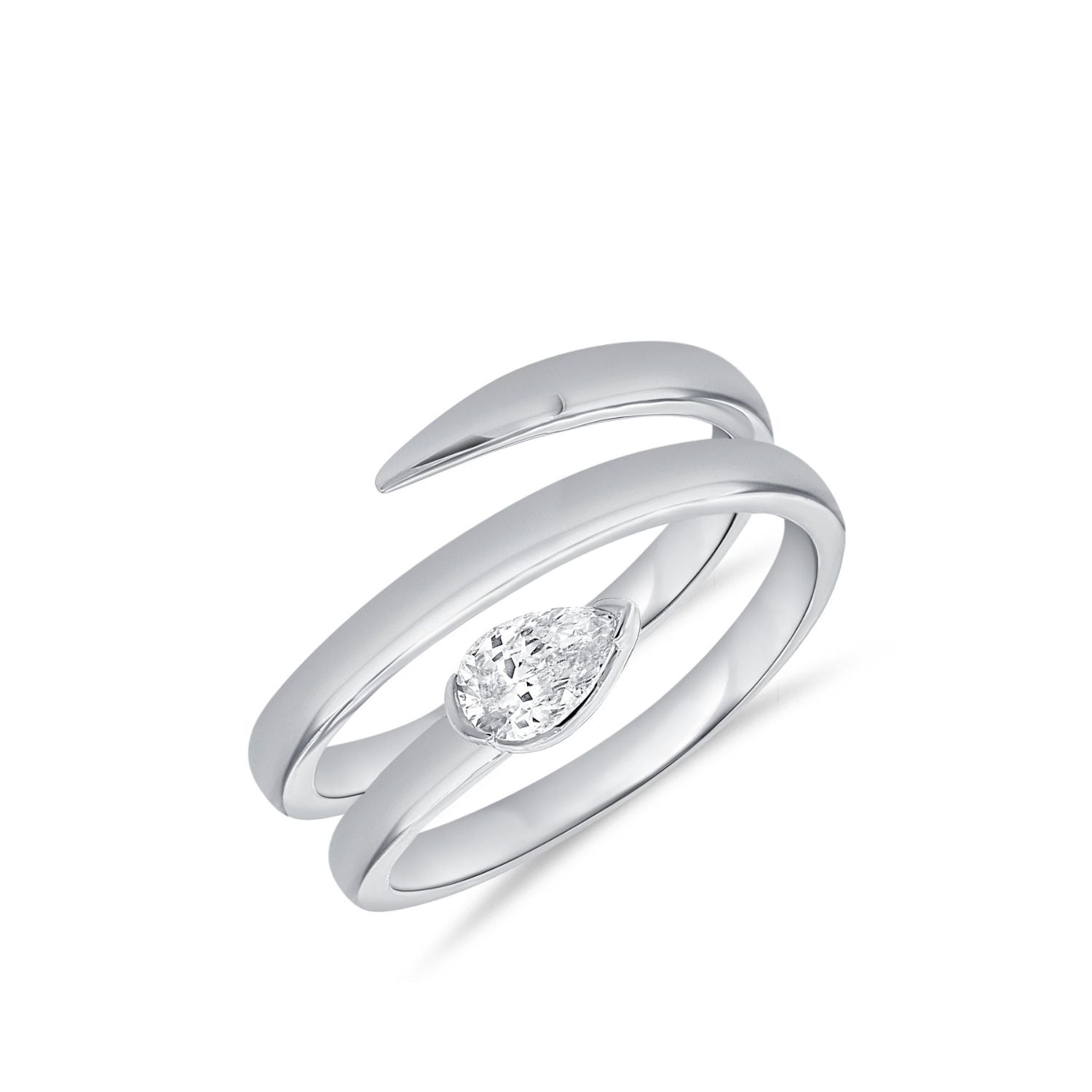 Pear Diamond Spiral Ring