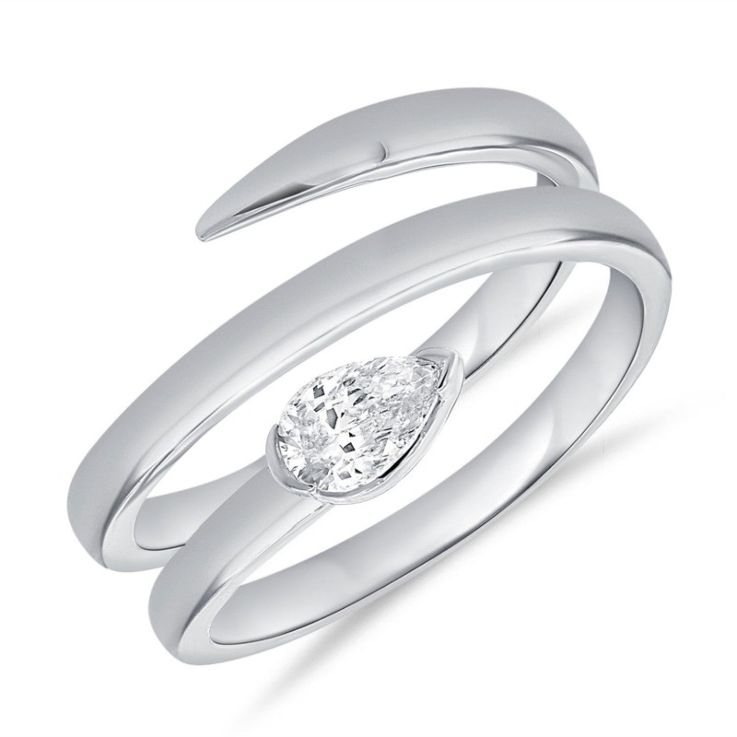 Pear Diamond Spiral Ring, detail view 1