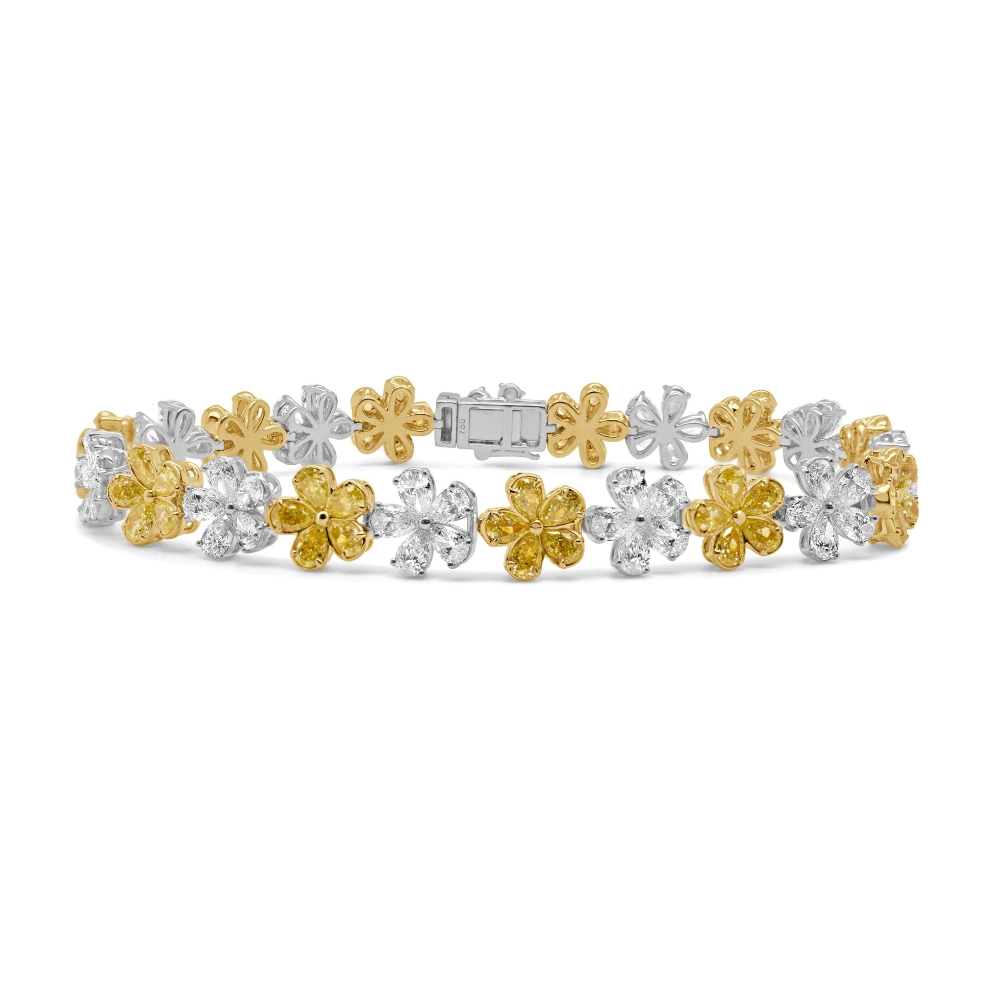 Pear Diamond Yellow Diamond Flower Bracelet