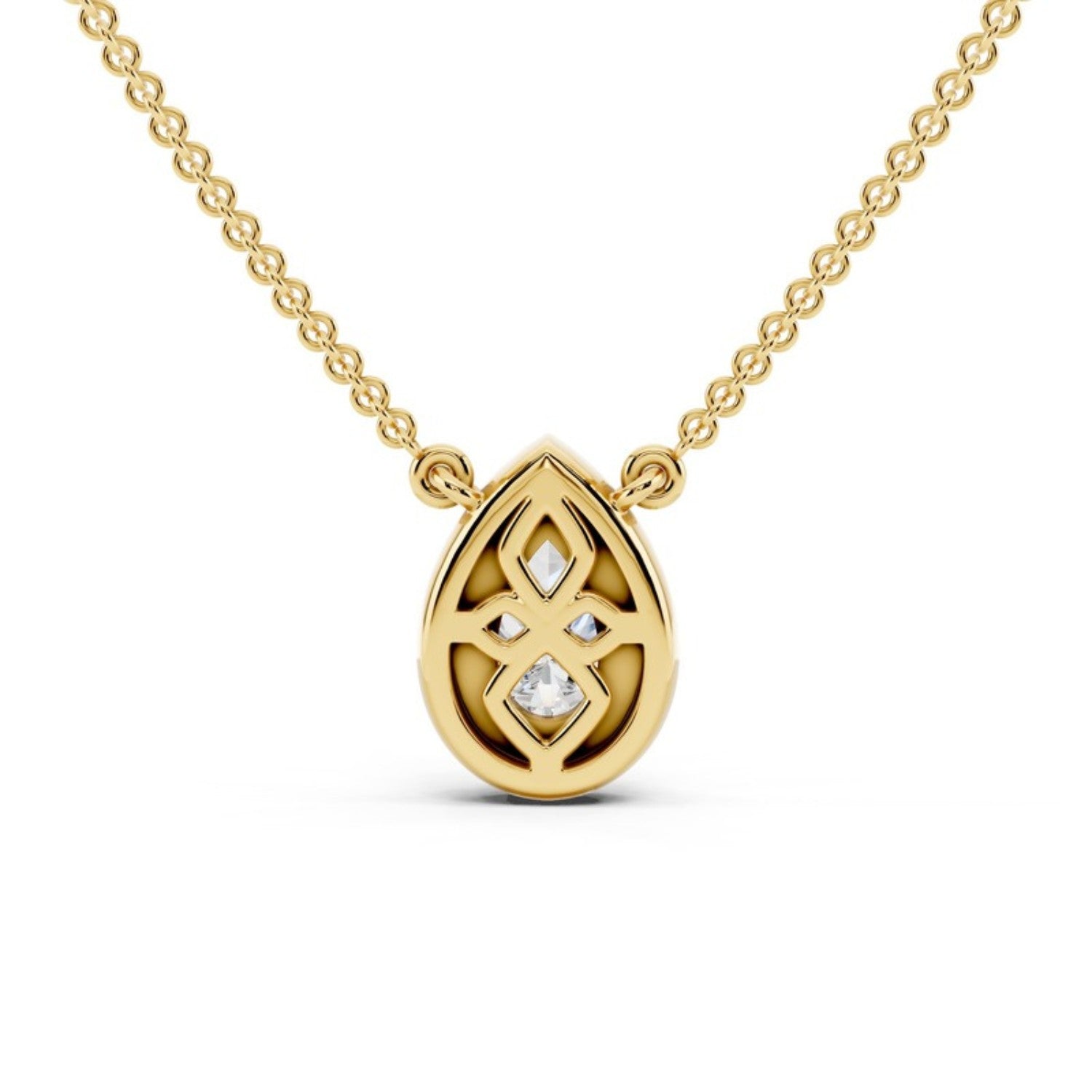Pear Halo Diamond Pendant Necklace in 14K rose gold