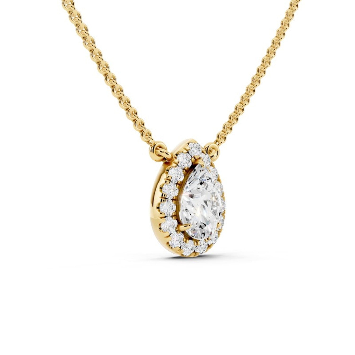 Pear Halo Diamond Pendant Necklace, detail view 1