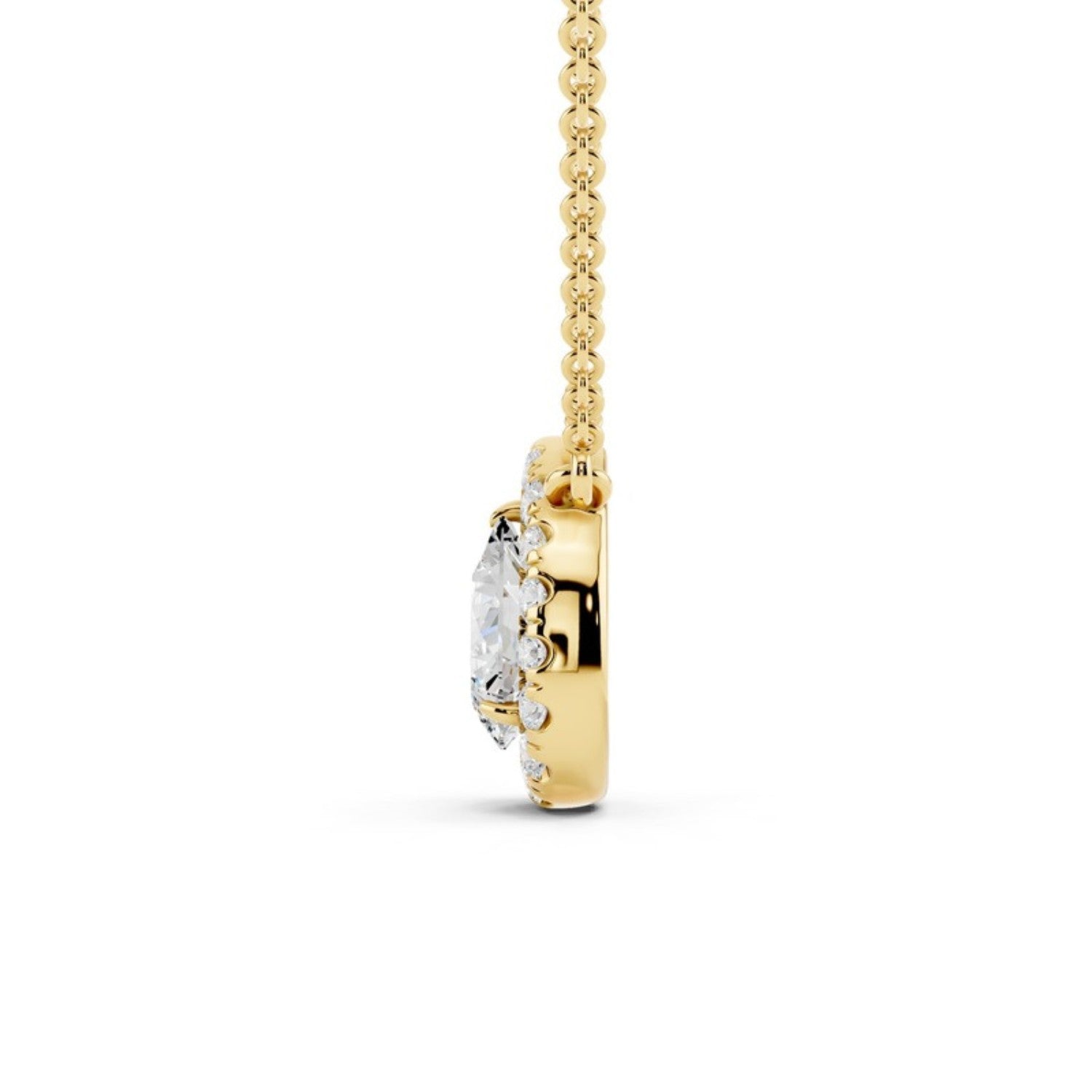 Pear Halo Diamond Pendant Necklace, detail view 2