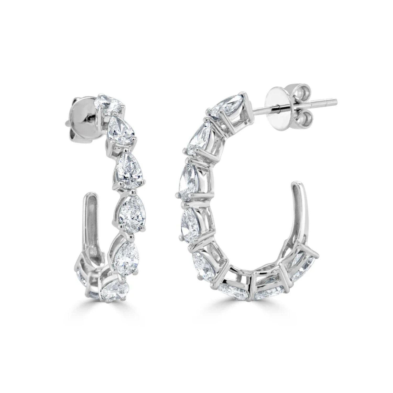Pear - Shape Diamond Hoop Earrings