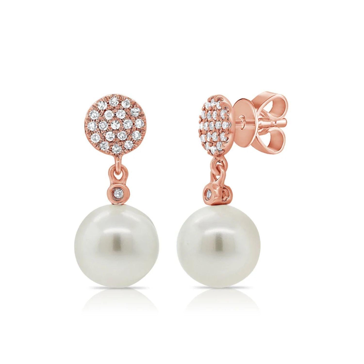 Pearl Diamond Dangle Stud Earrings