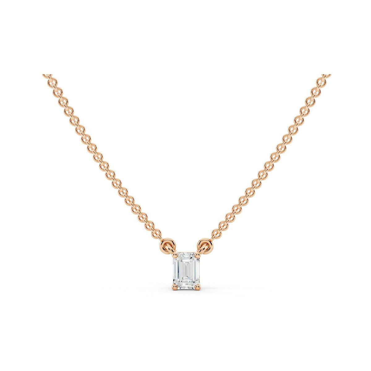 Petite Emerald Cut Diamond Pendant Necklace
