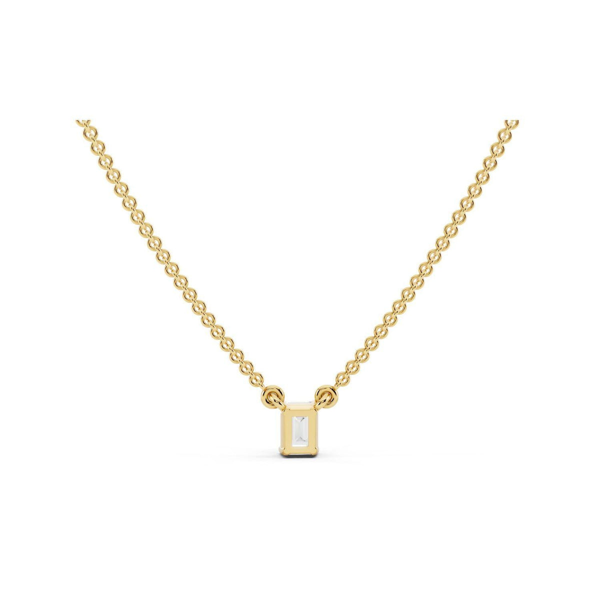 Petite Emerald Cut Diamond Pendant Necklace