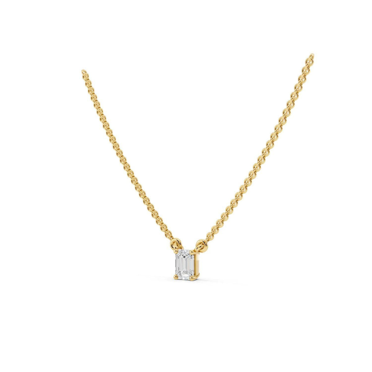 Petite Emerald Cut Diamond Pendant Necklace