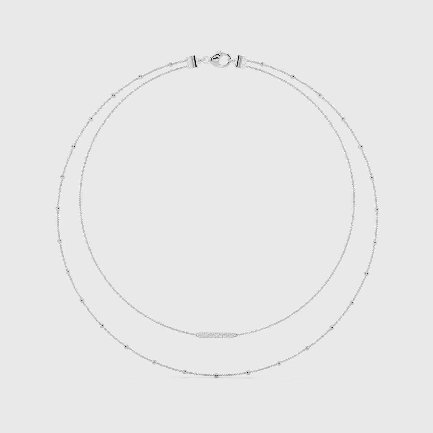 White gold pave bar layered necklace showing diamond sparkle detail video