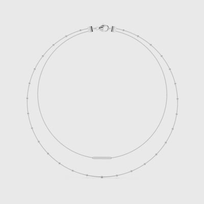 White gold pave bar layered necklace showing diamond sparkle detail video