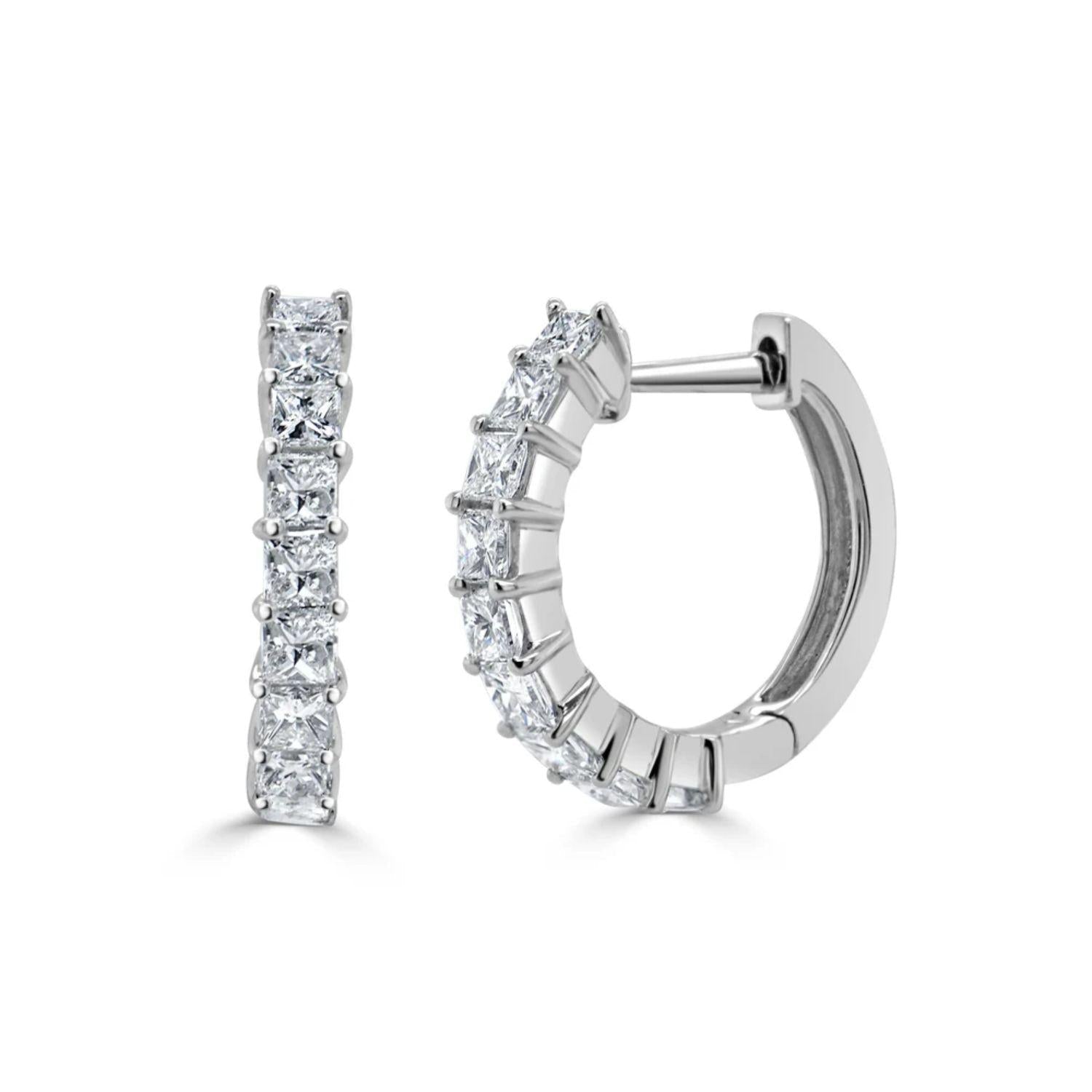 Princess - Cut Diamond Huggie Earrings