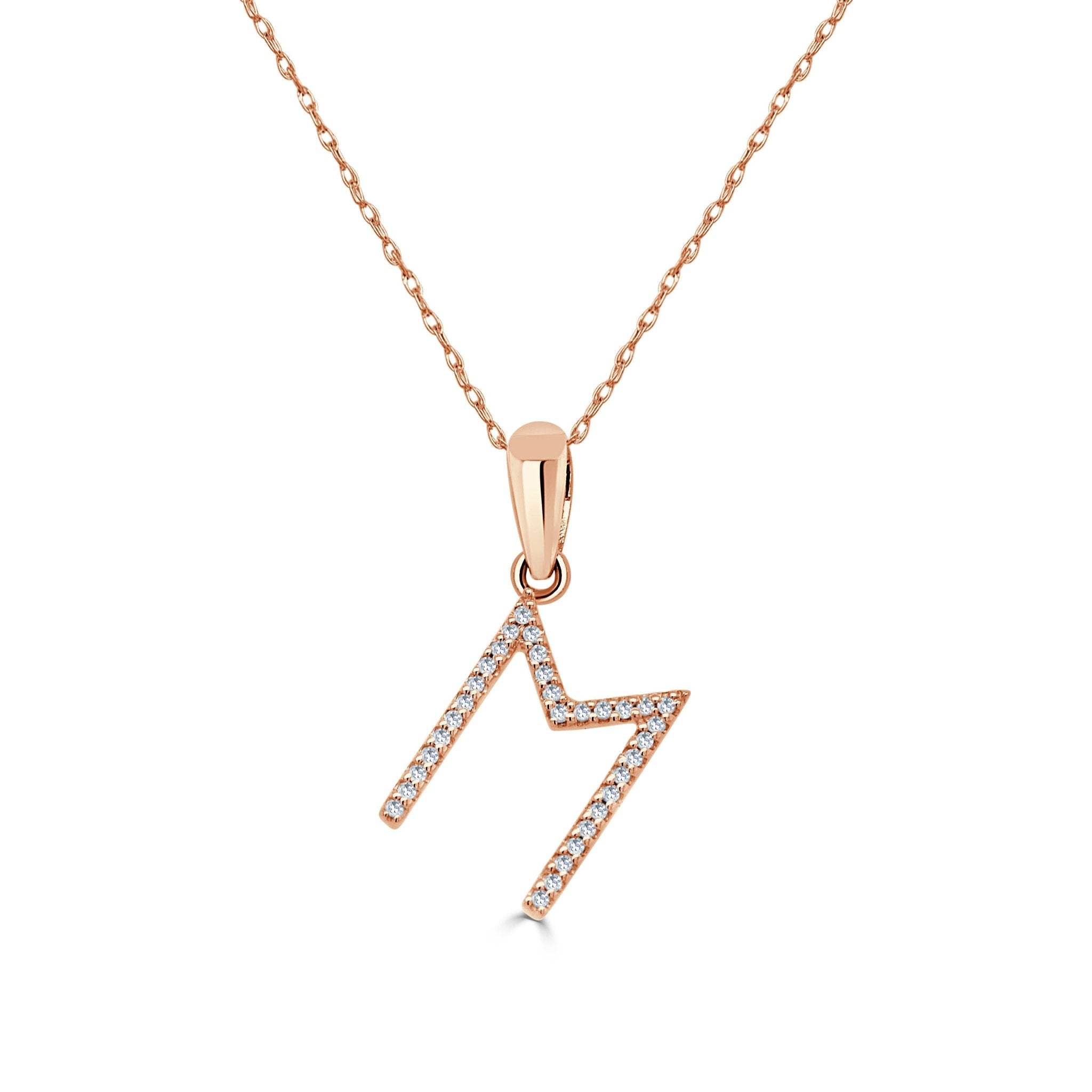 Rose Gold Diamond Initial Necklace