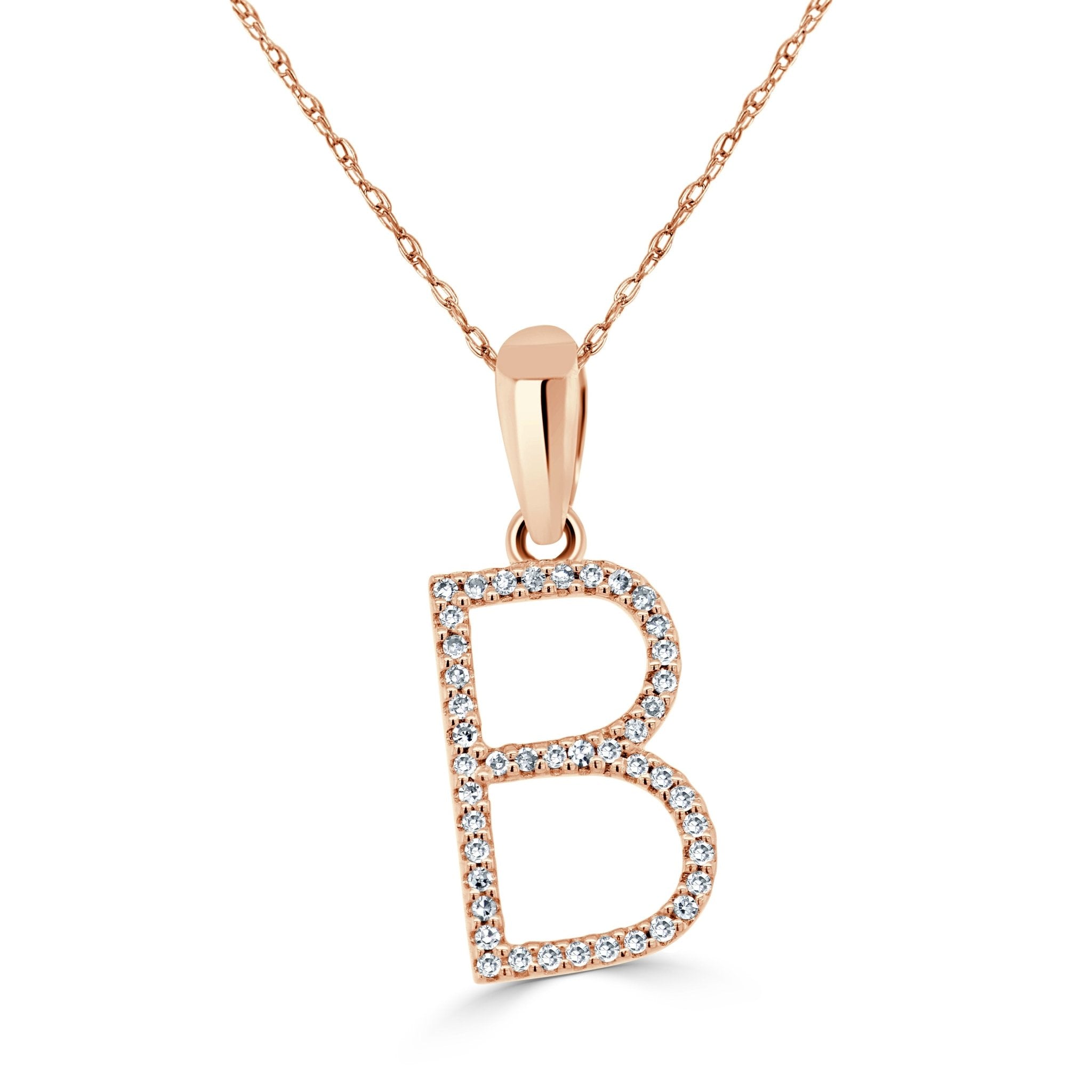 Rose Gold Diamond Initial Necklace