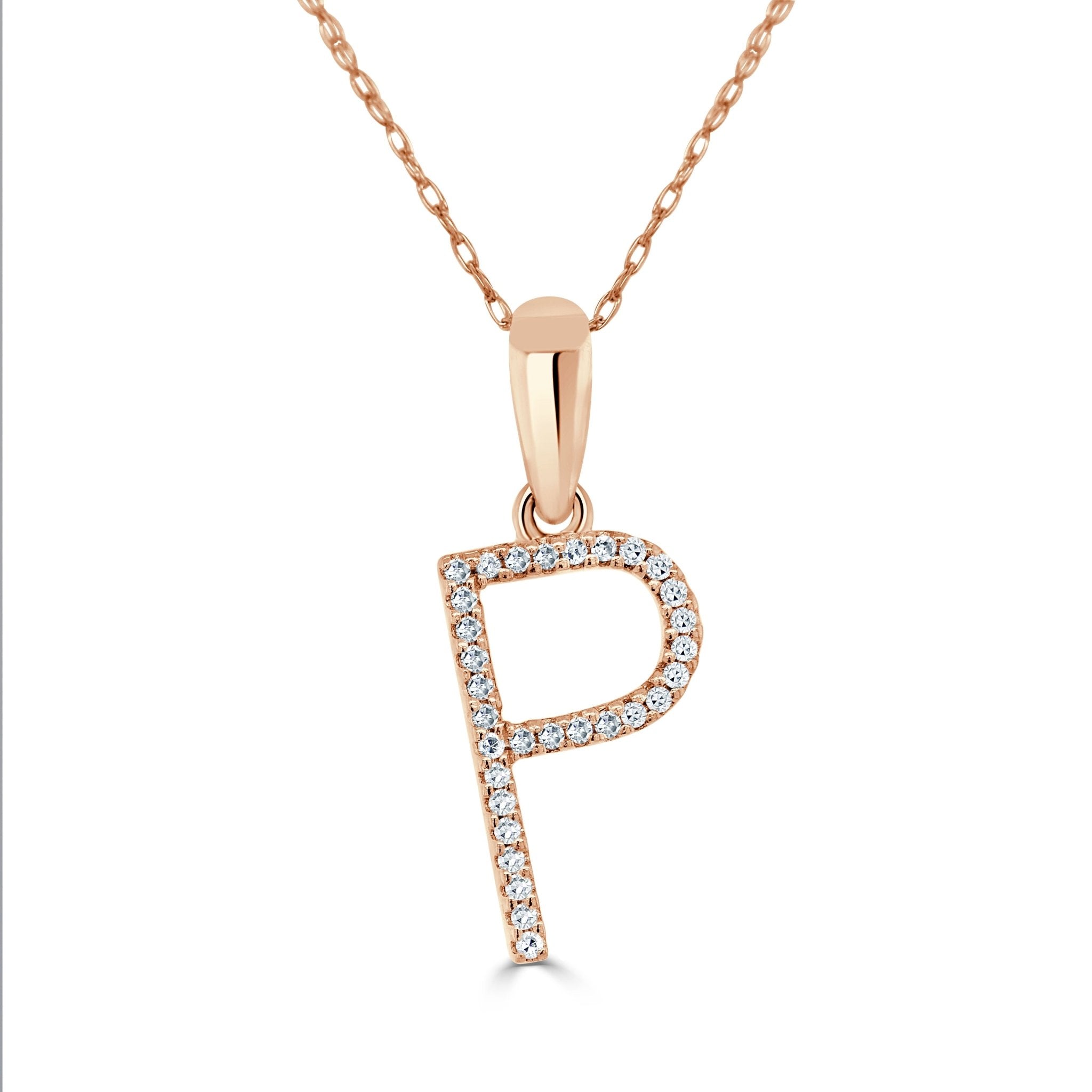 Rose Gold Diamond Initial Necklace